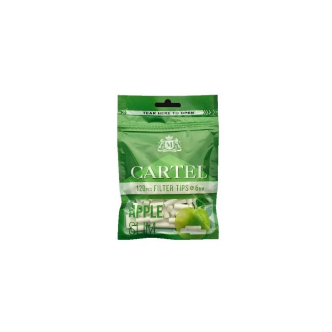 Cartel Apple Slim 6 mm x 15 mm Filters – 10 Bags of 120 Filters | Product image 1 Cartel Apple Slim 6 mm x 15 mm Filters – 10 Bags of 120 Filters – product image 1