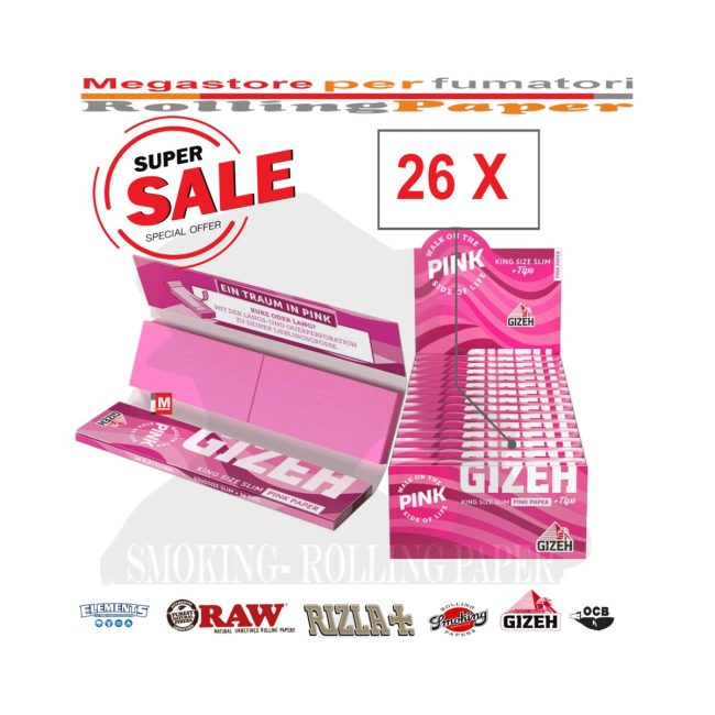Gizeh Pink King Size Rolling Papers with Filters – 26 Booklets | Main product image Gizeh Pink King Size Rolling Papers with Filters – 26 Booklets