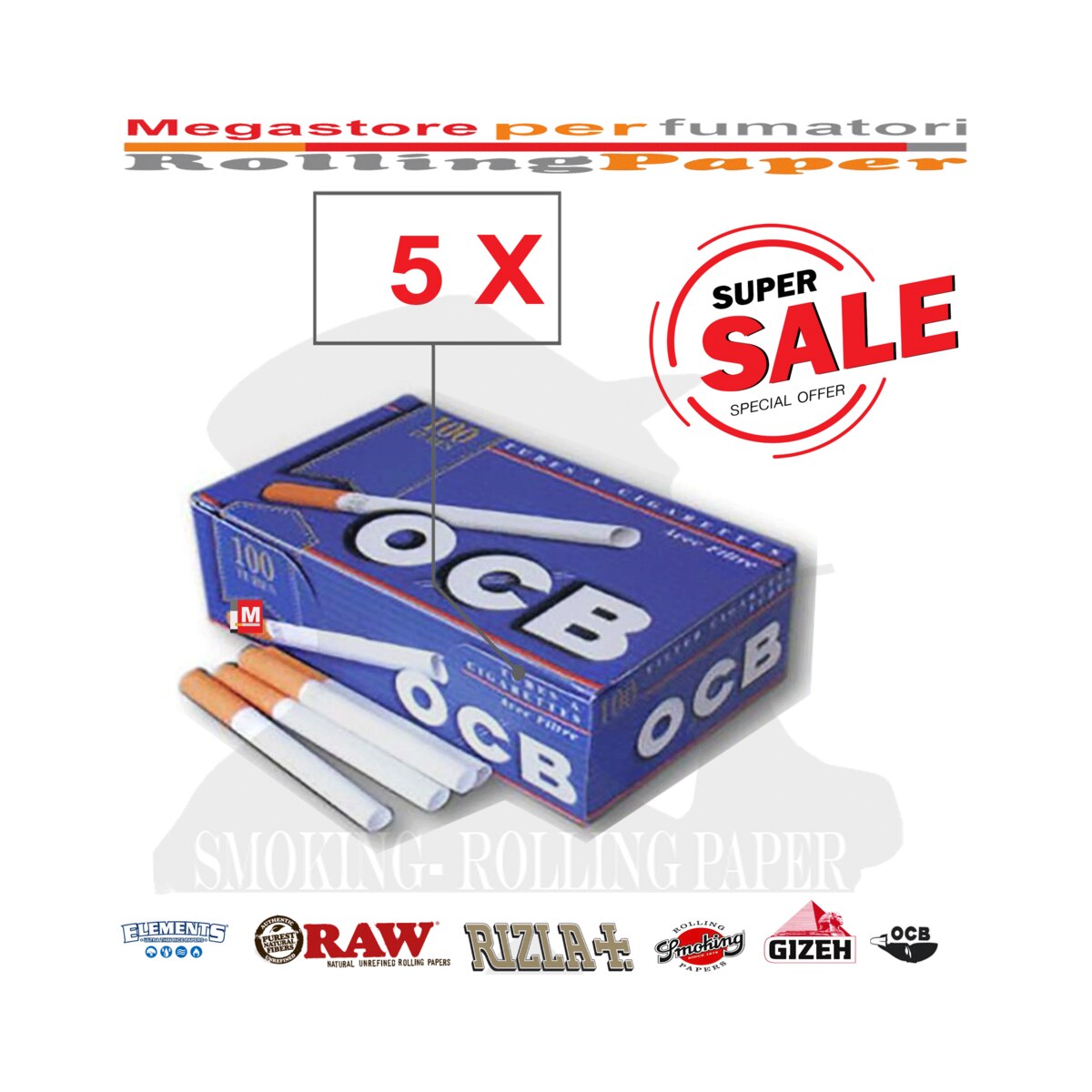 OCB Tubetti Con Filtro Tubes – 5 x Box Da 100 Sigarette Vuote (Totale 500) | Foto principale prodotto OCB Tubetti Con Filtro Tubes – 5 x Box Da 100 Sigarette Vuote (Totale 500)