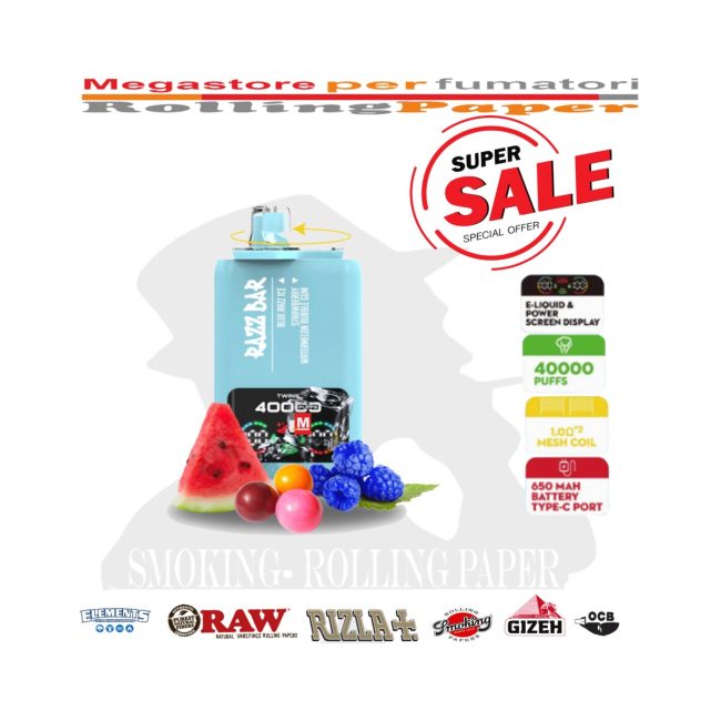 Razz Bar Vape 40,000 Puffs – Blue Razz Ice / Strawberry and Watermelon / Bubble Gum | Main product image Razz Bar Vape 40,000 Puffs – Blue Razz Ice / Strawberry and Watermelon / Bubble Gum