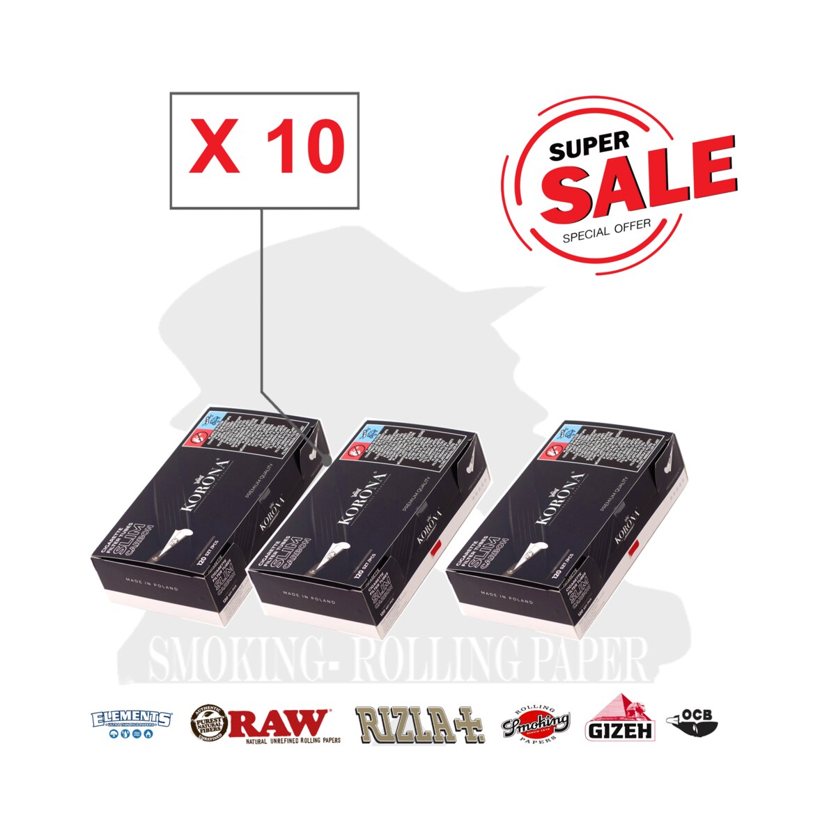 Korona Tubetti Slim Carboni Tubes 6,8mm 10 X Box Da 120 Sigarette Vuote | Foto principale prodotto Korona Tubetti Slim Carboni Tubes 6,8mm 10 X Box Da 120 Sigarette Vuote