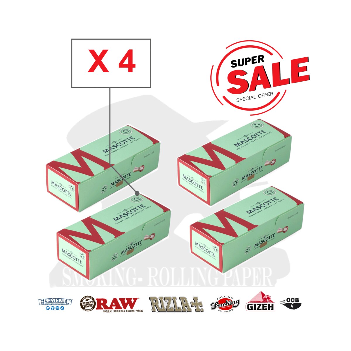 MASCOTTE Tubetti Regular 8 mm Tubes – 4 x Box da 200 Sigarette Vuote | Foto principale prodotto MASCOTTE Tubetti Regular 8 mm Tubes – 4 x Box da 200 Sigarette Vuote