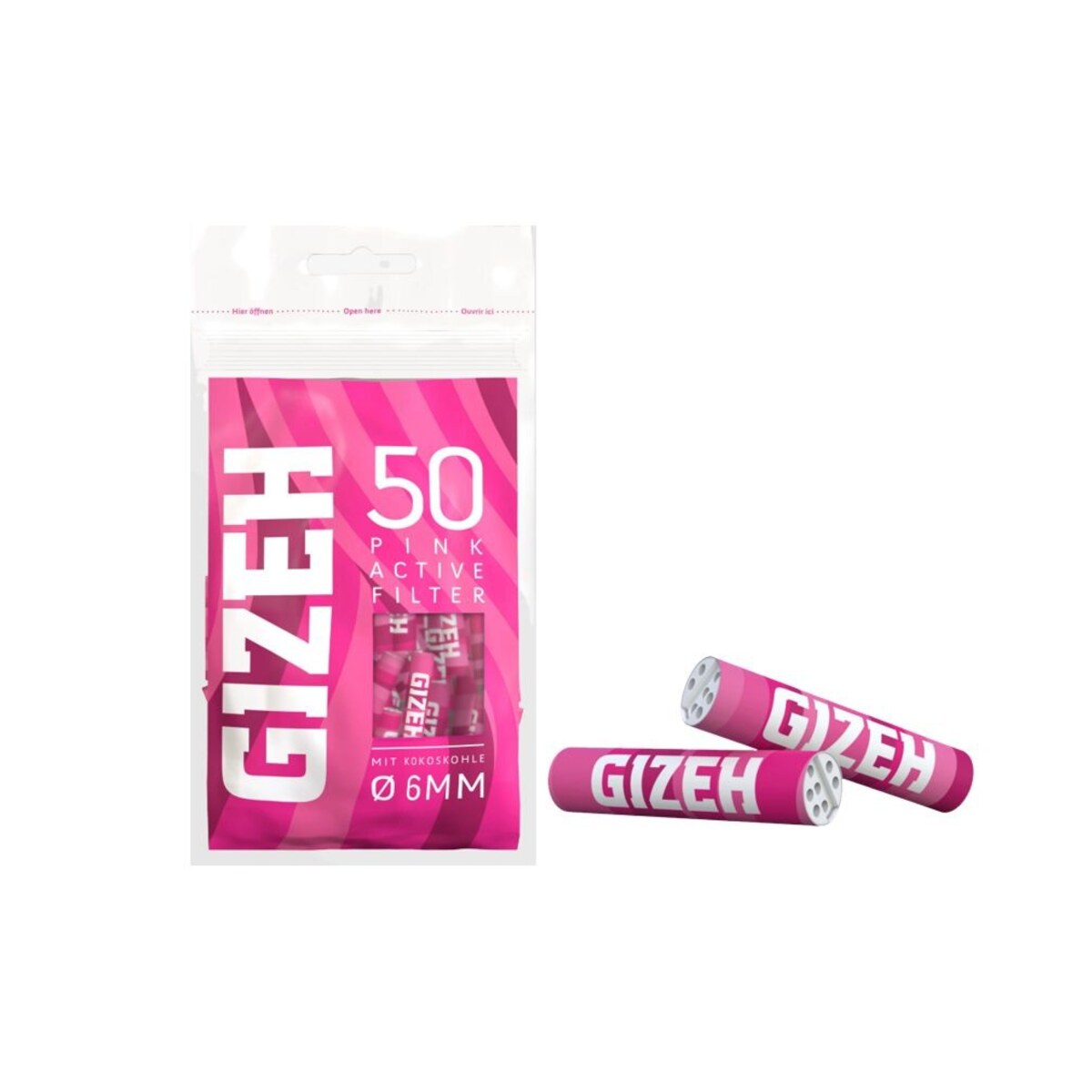 Filtri Gizeh PINK Ai Carboni Attivi 6mm Extra Slim In Busta 50 Activated Filtri