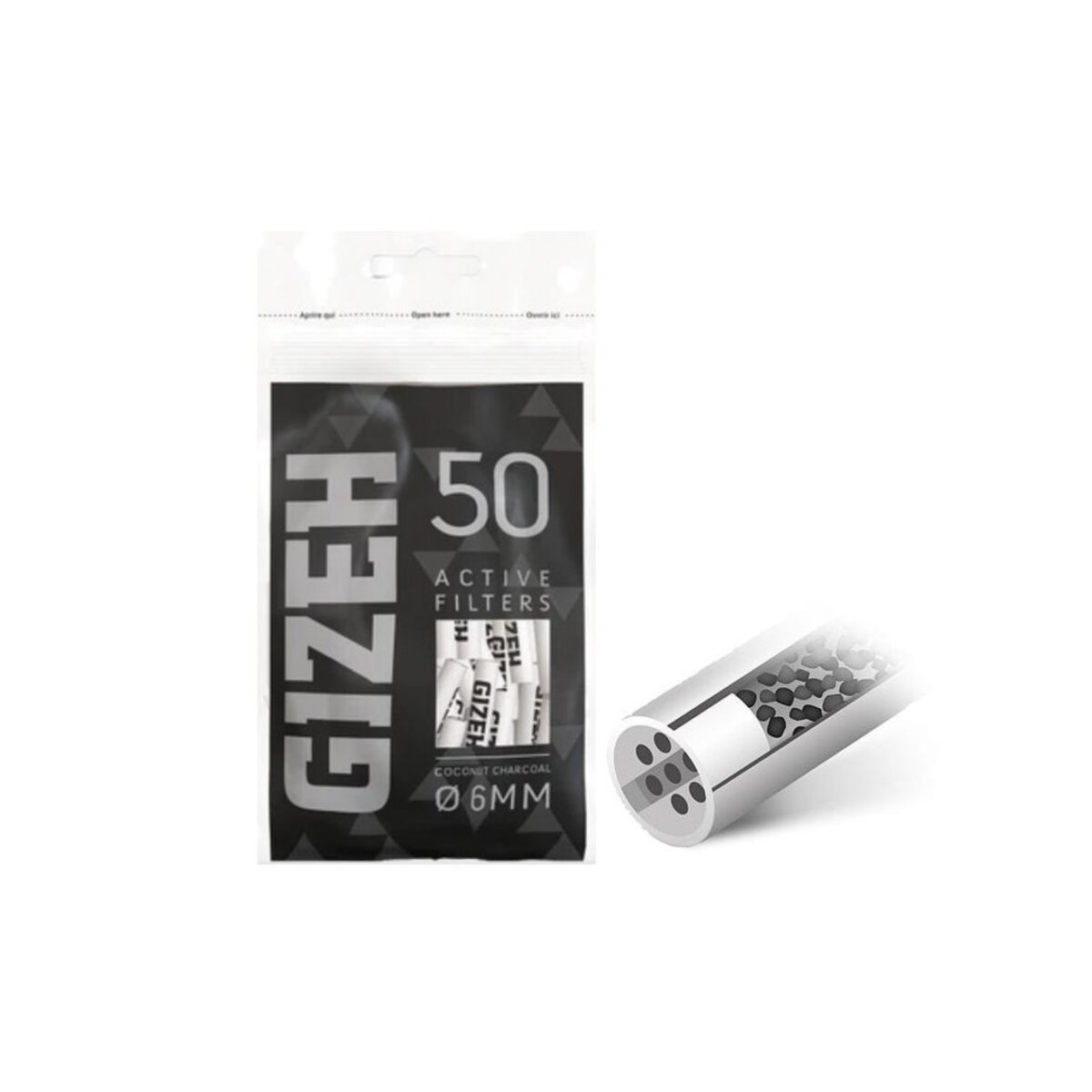 Gizeh Filtri Black ai Carboni Attivi 6mm – Extra Slim in Busta da 50 Filtri