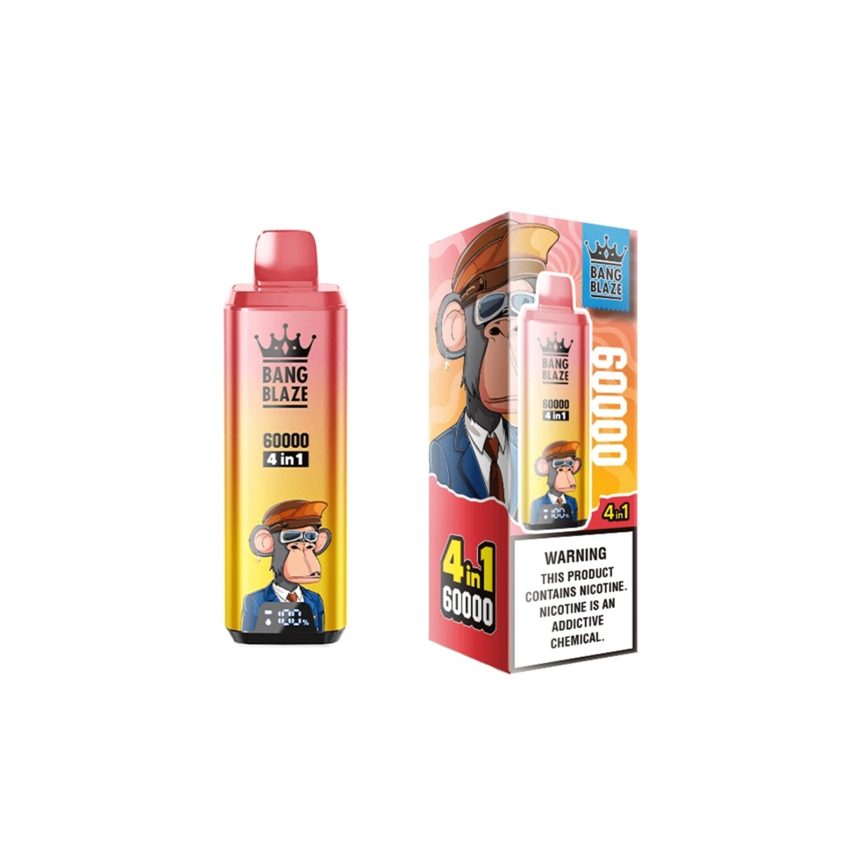 Bang Blaze 60K 4-in-1 60000 Tiri Puffs Ghiaccio al mirtillo/Pesca al mango/Anguria alla passione/Melone alla mela | Foto principale prodotto Bang Blaze 60K 4-in-1 60000 Tiri Puffs Ghiaccio al mirtillo/Pesca al mango/Anguria alla passione/Melone alla mela