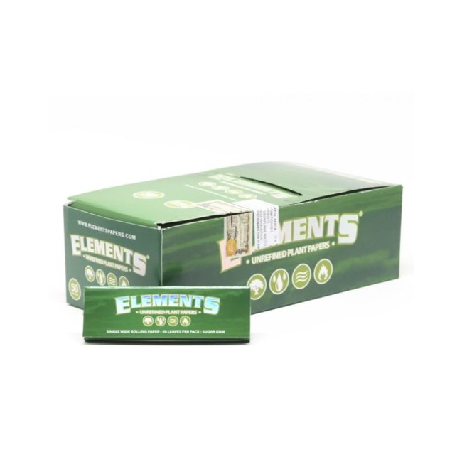 Cartine Elements Green Unrefined Corte Singole – Scatola da 50 Libretti