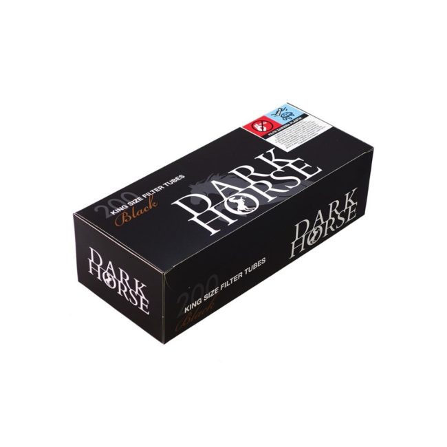 Dark Horse Black 8 mm x 15 mm Regular Cigarette Tubes – 4 Boxes of 200 Tubes