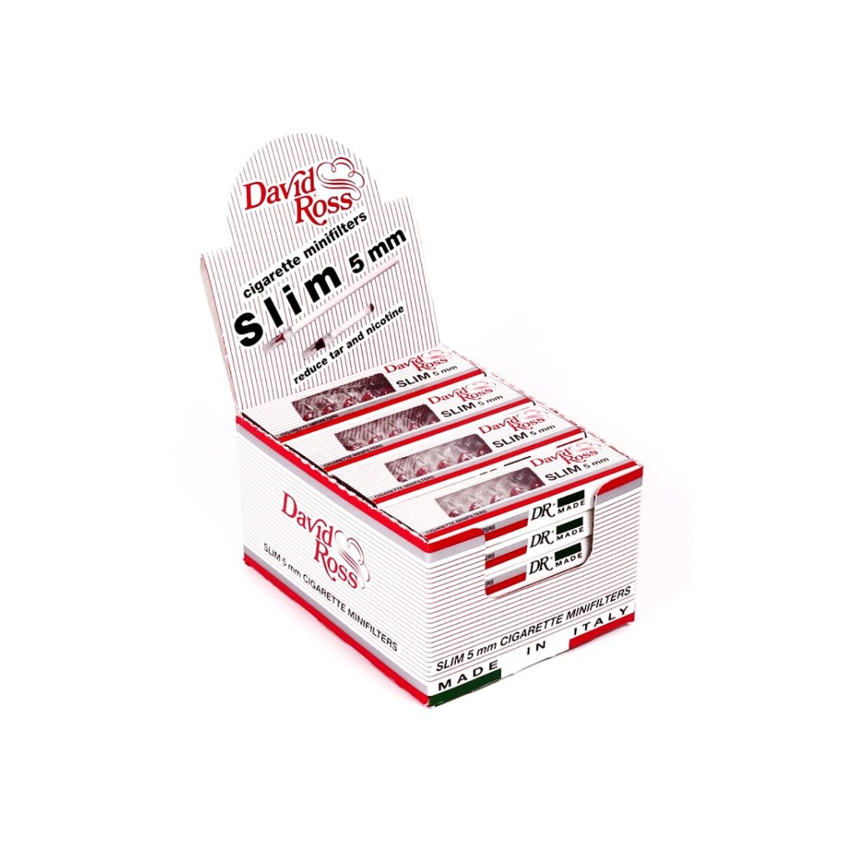 David Ross Microbocchini Slim 5mm in plastica riutilizzabili per sigarette slim – Box 24 Blister da 10 (Totale 240 pezzi)