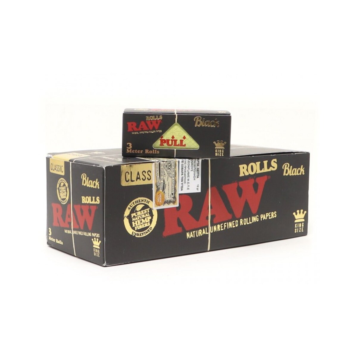 RAW Black Rolls Canapa Naturale – 12 Rotolini da 3m Cartine Slim