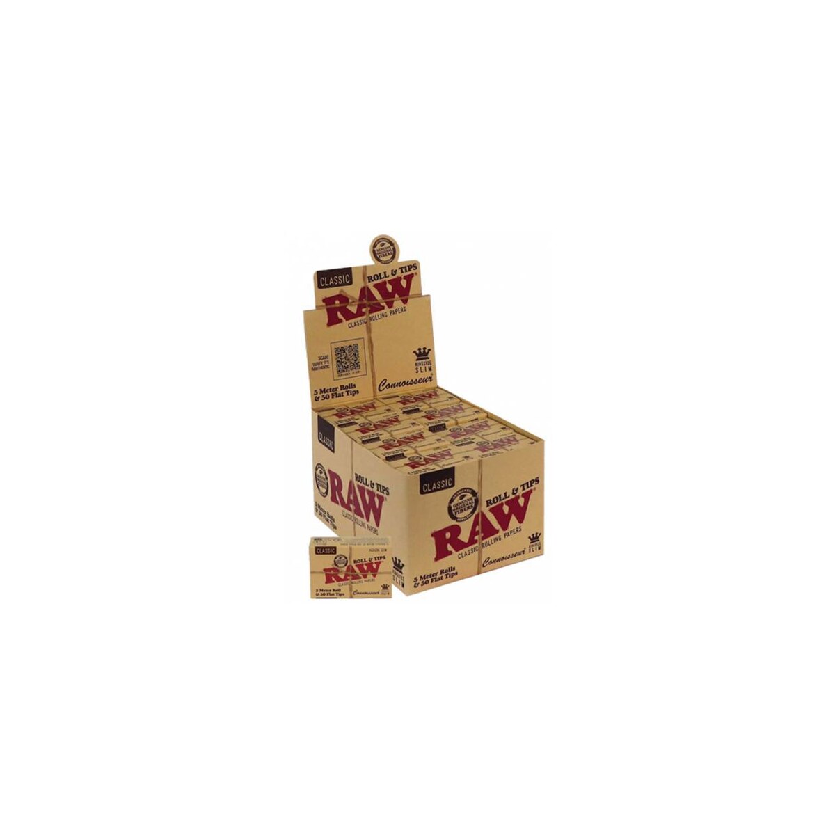 RAW Classic CONNOISSEUR Cartine 24 Rolls KING SIZE – 5m + 50 Filtri di Carta