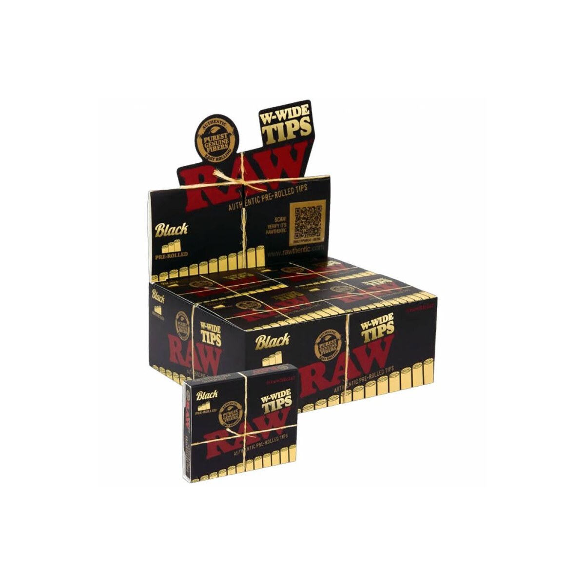 RAW Pre-Rolled Filtri in Carta Black Tips Regular – 20 Pezzi | Foto principale prodotto RAW Pre-Rolled Filtri in Carta Black Tips Regular – 20 Pezzi