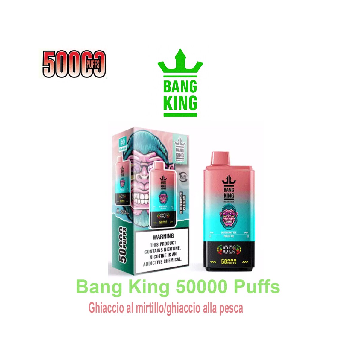 Vape Bang King 50000 Tiri Puff 2 in 1 – Ghiaccio al mirtillo/ghiaccio alla pesca