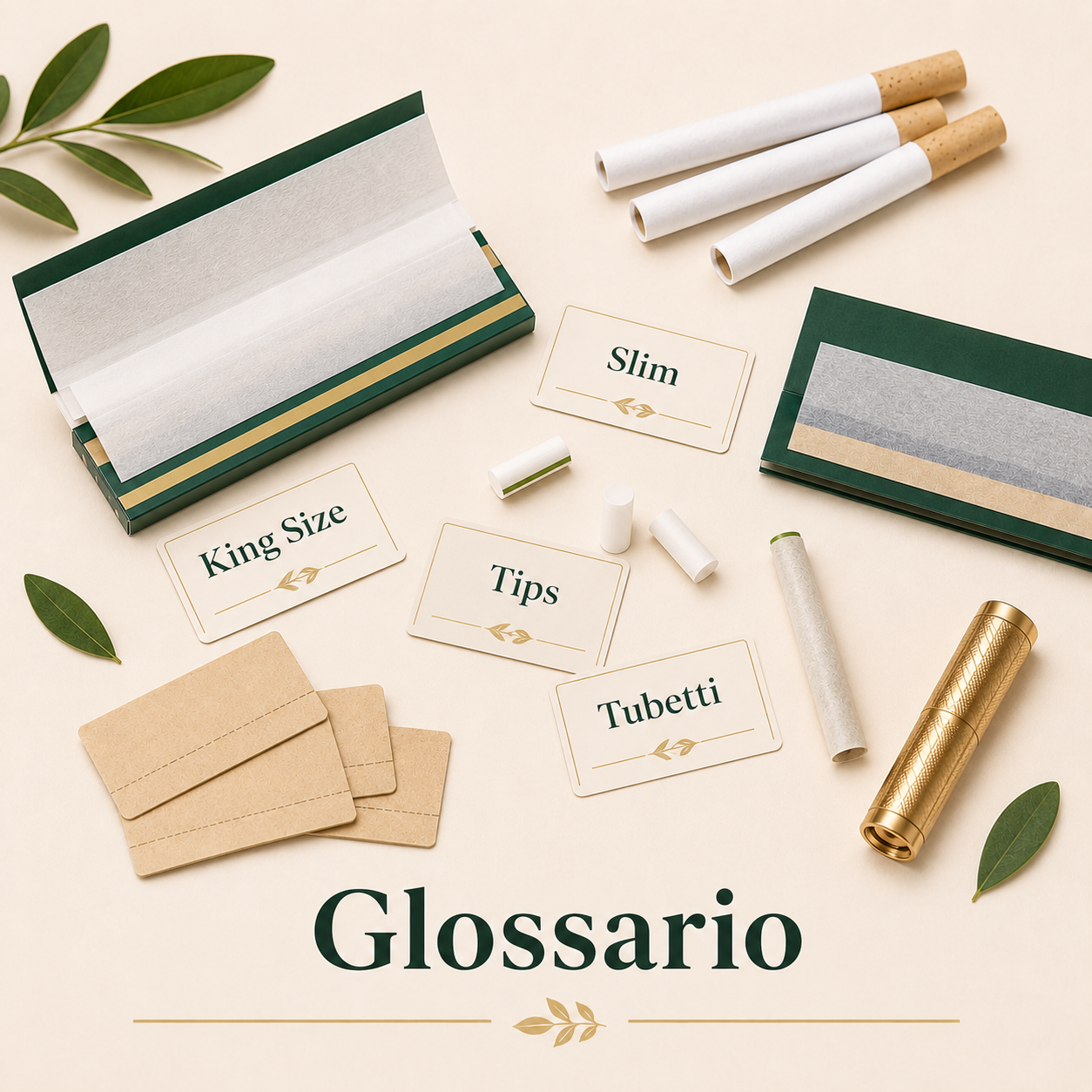 Glossario per cartine filtri tips tubetti e accessori per rollare